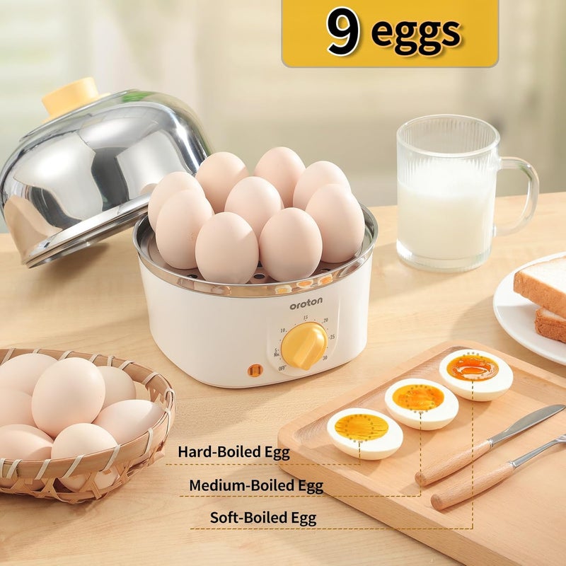 oroton 9-Egg 304 Stainless Steel Egg Cooker – Steam & Boil Eggs with Timer, Automatic Shut-Off & 3 Cooking Modes (Black)(Hard/Medium/Soft)​ - Image 5